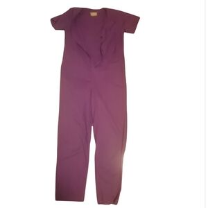 vintage purple cotton workwear jumpsuit jumper short sleeve coveralls medium